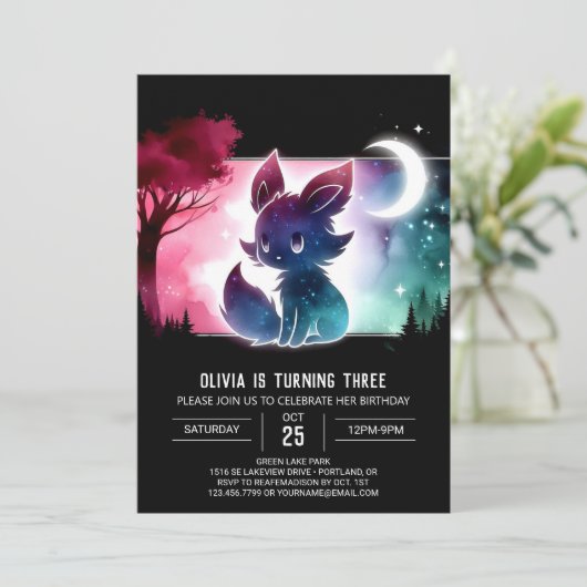 Whimsical Majestic Wolf Verjaardag Kaart (Staand voorkant)