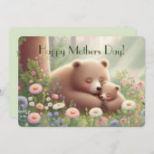 Whimsical Mama & Baby Beer Moederdag Flat Kaart (Voorkant / Achterkant)