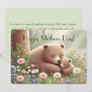 Whimsical Mama & Baby Beer Moederdag Kaart 