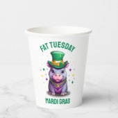 Whimsical Mardi Gras Vet Dinsdag Hippo Papieren Bekers (Voorkant)