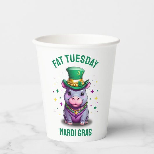 Whimsical Mardi Gras Vet Dinsdag Hippo Papieren Bekers (Voorkant)