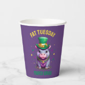 Whimsical Mardi Gras Vet Dinsdag Hippo Papieren Bekers (Achterkant)