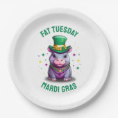Whimsical Mardi Gras Vet Dinsdag Hippo Papieren Bordje (Voorkant)