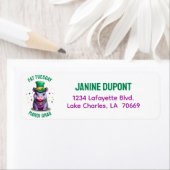 Whimsical Mardi Gras Vet Dinsdag Hippo Sticker (Insitu)