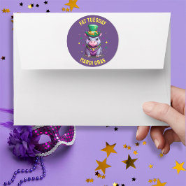 Whimsical Mardi Gras Vet Dinsdag Hippo Sticker