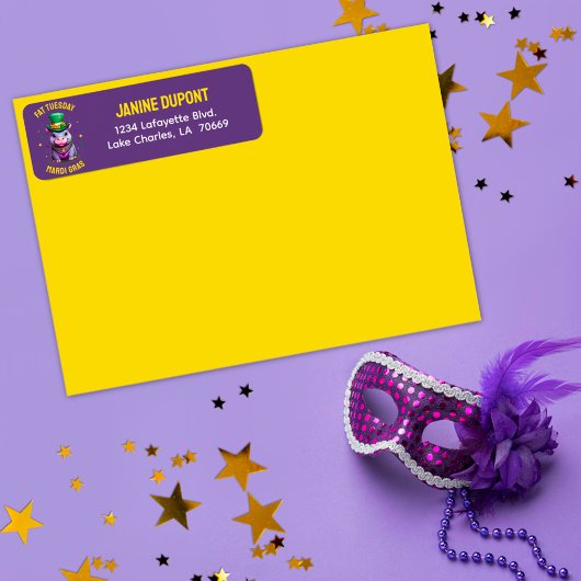 Whimsical Mardi Gras Vet Dinsdag Hippo Sticker