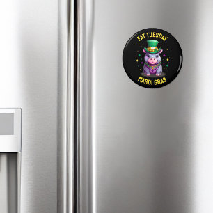 Whimsical Mardi Gras Vet Dinsdag Hippo Sticker Magneet