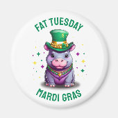 Whimsical Mardi Gras Vet Dinsdag Hippo Sticker Magneet (Voorkant)