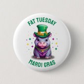 Whimsical Mardi Gras Vet Dinsdag Hippo Sticker Ronde Button 5,7 Cm (Voorkant)