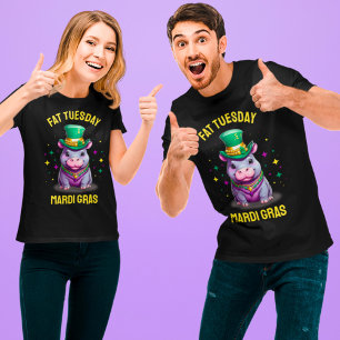 Whimsical Mardi Gras Vet Dinsdag Hippo T-shirt