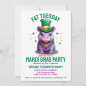 Whimsical Mardi Gras Vette dinsdag Hippo met krale Kaart (Voorkant)