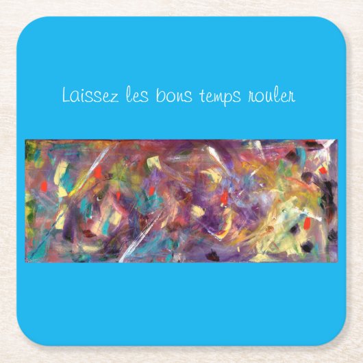 Whimsical Mardi Gras vierkant papier onderzetters. Kartonnen Onderzetters (Voorkant)