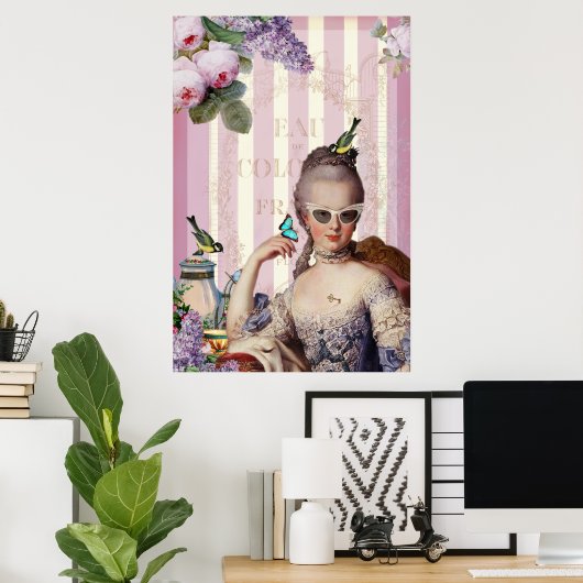 Whimsical Marie Antoinette in een zonnebril Poster (Thuiskantoor)