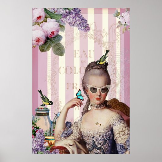 Whimsical Marie Antoinette in een zonnebril Poster (Voorkant)