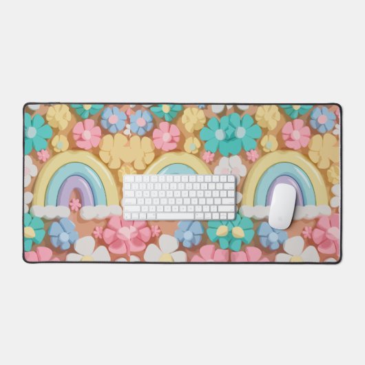 Whimsical Marshmallow Blooms - Levendige telefoonh Bureaumat (Keyboard & Muis)