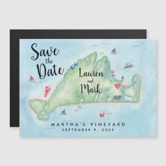 Whimsical Martha's Vineyard Map Save the Date Magnetische Uitnodiging