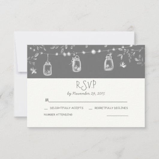 whimsical mason jars rustic wedding RSVP (Voorkant)