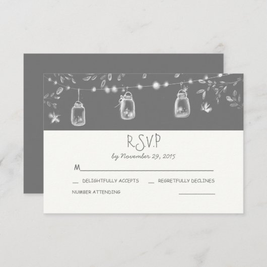 whimsical mason jars rustic wedding RSVP (Voorkant / Achterkant)