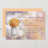 Whimsical Masonjar/Yellow Flowers Rehearsal Dinner Kaart (Voorkant / Achterkant)