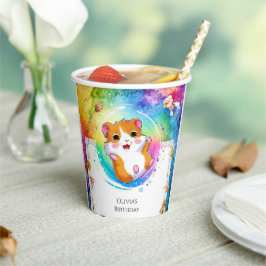 Whimsical Meadow Hamster Verjaardag Papieren Bekers
