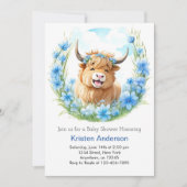 Whimsical Meadow Highland Koe Boy Baby shower Kaart (Voorkant)
