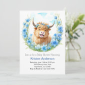Whimsical Meadow Highland Koe Boy Baby shower Kaart (Staand voorkant)