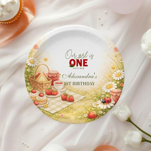 Whimsical Meadow Lady Bug 1st Birthday Papieren Bordje