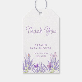 Whimsical Meadow Lavendel Vlinder Baby shower Cadeaulabel