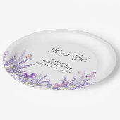 Whimsical Meadow Lavendel Vlinder Baby shower Papieren Bordje (Gekanteld)