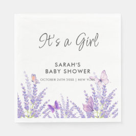 Whimsical Meadow Lavendel Vlinder Baby shower Servet