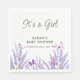 Whimsical Meadow Lavendel Vlinder Baby shower Servet
