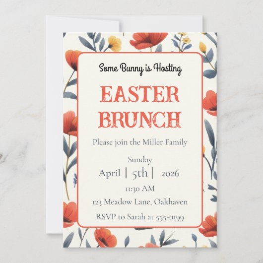 Whimsical Meadow Personalized Easter Brunch Kaart (Voorkant)