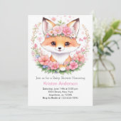 Whimsical Meadow Pink Fox Boho Meisje Baby shower Kaart (Staand voorkant)