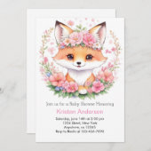 Whimsical Meadow Pink Fox Boho Meisje Baby shower Kaart (Voorkant / Achterkant)