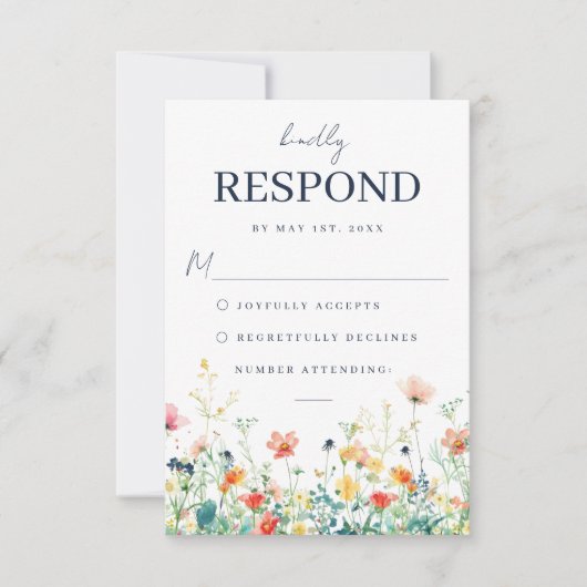 Whimsical Meadow Wedding RSVP Kaart (Voorkant)