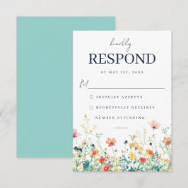 Whimsical Meadow Wedding RSVP Kaart