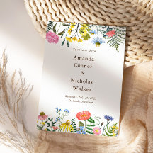 Whimsical Meadow Wildflower Save the Date Invite