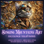 Whimsical Mechanical Steampunk Cat Decoupage Tissuepapier<br><div class="desc">Stap in een betoverend universum waar een Victoriaans steampunk-kat door een fantastisch kosmisch wonderland reist. Fijne tandwielen, koperblazers en op gotiek geïnspireerde hemelse elementen dansen met buitengewone creativiteit. Rijke, lichtgevende kleuren en metallic accenten brengen deze buitengewone scène tot leven. Elk zorgvuldig vervaardigd detail onthult een wereld van magische technologische dromen....</div>
