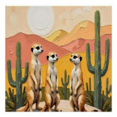 Whimsical Meerkat Trio Desert Art Perfect Poster (Voorkant)