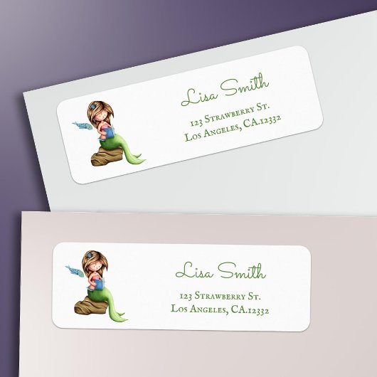 Whimsical Meermin Lezen Retouradres Etiket