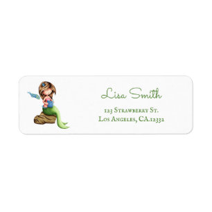 Whimsical Meermin Lezen Retouradres Etiket