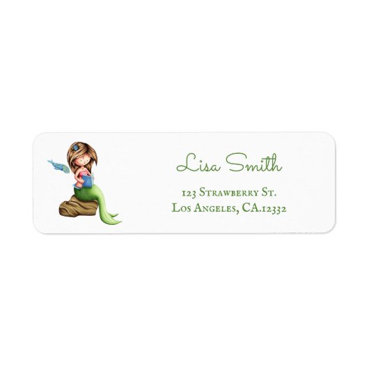 Whimsical Meermin Lezen Retouradres Etiket (Voorkant)