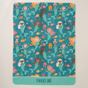 Whimsical Meerminnen Onder De Zee Teal Sherpa Deken