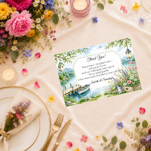 Whimsical Meeroever Cottage Romatische Trouwdag Bedankkaart