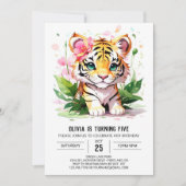 Whimsical meisje aangepaste tijger verjaardag kaart (Voorkant)