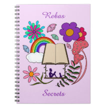 Whimsical meisje boek hond regenboog paddenstoelen