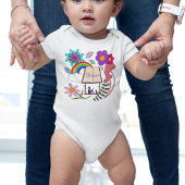 Whimsical meisje boek hond regenboog paddenstoelen romper