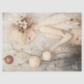 Whimsical Meisje met Kerst Ornamenten Decoupage Tissuepapier (Voorkant)