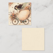 Whimsical meisje op een fiets notitiekaartje (Voorkant / Achterkant)