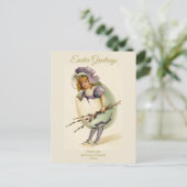 Whimsical  Meisje Uitkomen Van Paasei Feestdagenkaart (Staand voorkant)